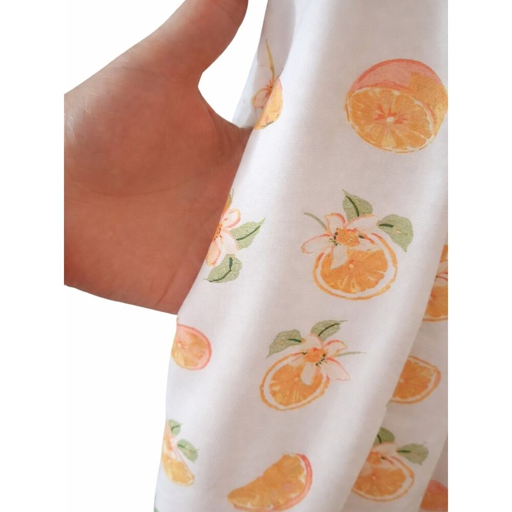Japna Cream Mini Dress with Yellow Orange Print Linen Blend - Picture 5 of 6